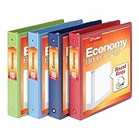 Cardinal 3 Ring Binders, Round Rings, Holds 350 Sheets, ClearVue Presentation View, Non-Stick, Assorted Colors (79550), 1.5 Inch (Pack of 4)