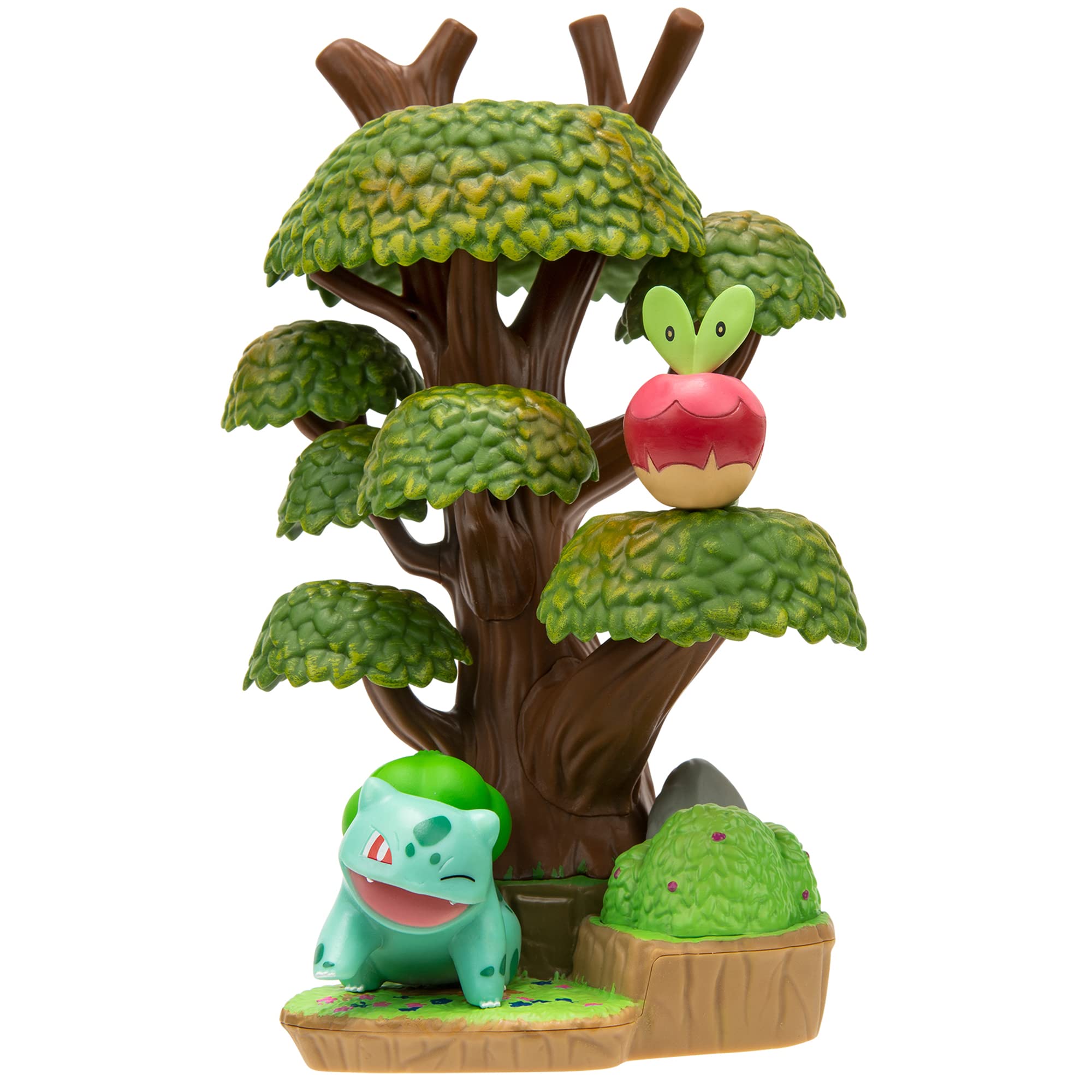 Pokemon Select Forest Environment - Multi-Level Display Set with 2-Inch Bulbasaur and Applin Battle Figures