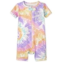 The Children's Place Baby Girls' and Toddler Short Sleeve Zip-Front One Piece Footless Pajama Snug Fit 100% Cotton