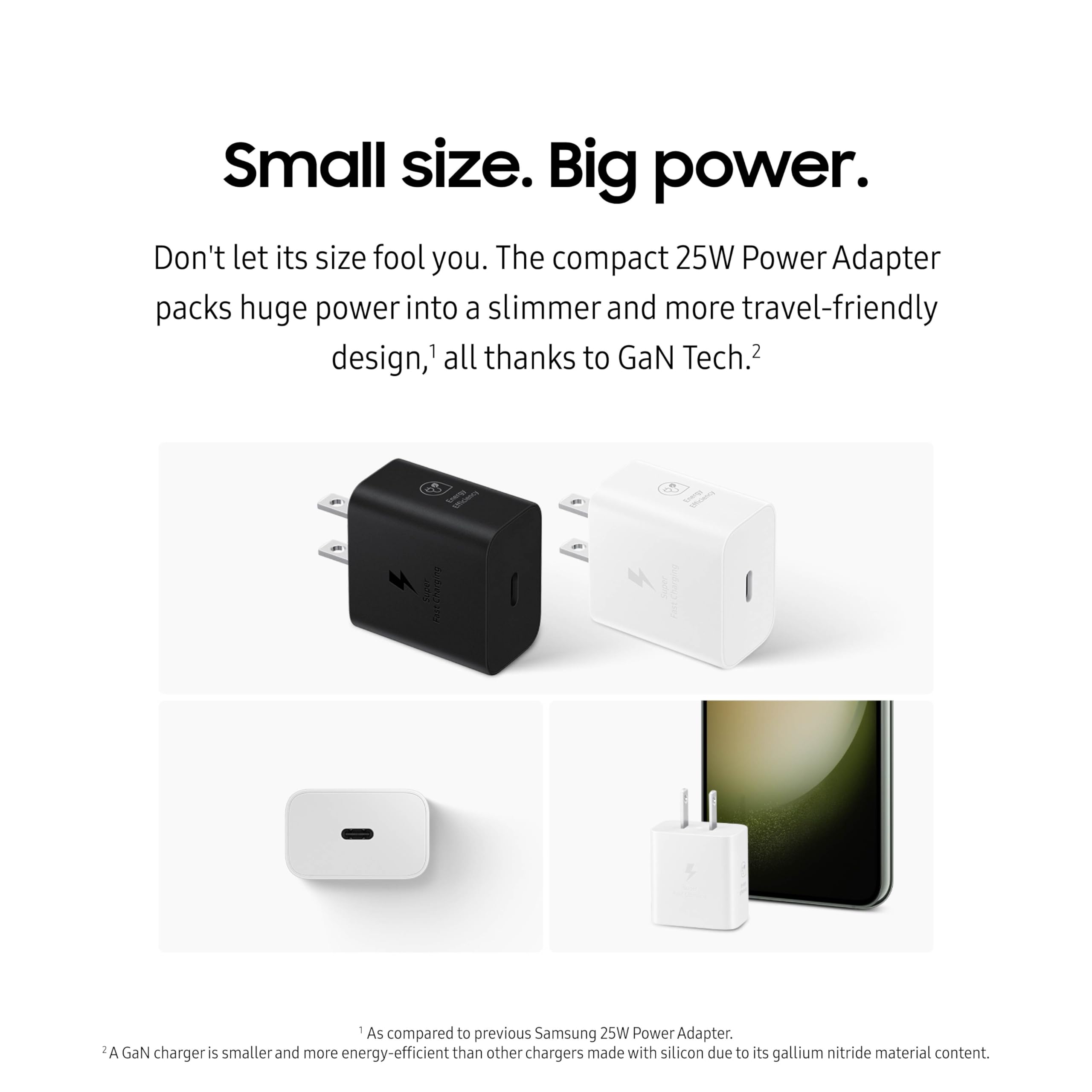 SAMSUNG 25W Wall Charger Power Adapter with Cable, Super Fast Charging, Compact Design, Compatible with Galaxy and USB Type C Devices, White