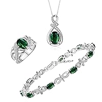 Matching Jewelry Sterling Silver Love Knot Set: Tennis Bracelet, Ring & Necklace. Gemstone & Diamonds, 7
