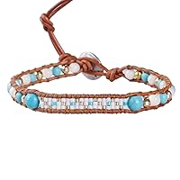 KELITCH Natural Turquoise Beads Wrap Bracelet New Crystal Strand bracelet for Womens 2021