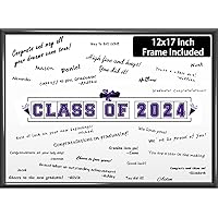 2024 Graduation Decorations Class of 2024 Signature Board Frame Purple Grad Guest Book Alternatives Graduation Gift Keepsake Graduation Signing Broad for Party Supplies 12 x 17in Sign Card
