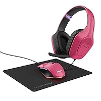GXT 790P Tridox 3-in-1 Gaming Pack - Lightweight Headset with 50mm Drivers, 3.5mm Connection, USB Gamer Mouse 200-6400 dpi, Mouse Pad, PC/Laptop Pack - Pink