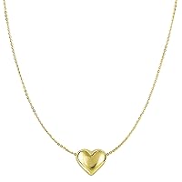 Jewelry Affairs Real Gold Puffed Heart Pendant Necklace, 18