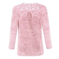 Womens Fashion Furry Stitching Lace Blouse Loose Slim Warm Long Sleeve Pullover Top Casual Crew Neck Solid Color Sweater