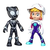 Spidey and His Amazing Friends Hero Reveal 2-Pack, Marvel Action-Figures, Mask-Flip Feature, Ghost-Spider and Black Panther, 3+ Years