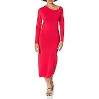 The Drop Women's Giselle Asymmetric Neckline Midi Sweater Dress