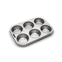 Fox Run 4867 Muffin Pan, 6 Cup, Stainless Steel