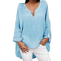 White Long Sleeve Tee Shirts for Women Sleeve Shirt V Neck Solid Top Plus Casual Women Size Color Long Blouse