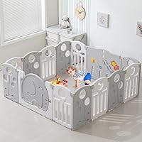 Baby Playpen,for Kids and Toddlers,Kids Activity Centre Safety Play Yard,Safety Gates for Indoor&Outdoor,Sturdy Baby Fence Area,Portable, Educational, and Safe Play Yard 14 Panels, White