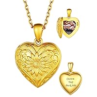 Heart Locket Necklace for Women That Hold Pictures, Sterling Silver/Stainless Steel Customized Memorial Lockets Jewelry Gift with Delicate Box