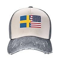 Swedish American Flag Baseball Cap Vintage Dad Hat Unisex-Adult Adjustable Trucker Hat Classic Twill Plain Hat