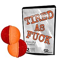 Tired As F*ck Bath Bombs - Funny Tired AF Bath Balls for Men - Black and Red Bath Fizzers, Handcrafted, Made in America, 2 Count
