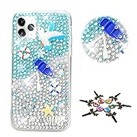 STENES Sparkle Case Compatible with Samsung Galaxy Note 10 Plus - Stylish - 3D Handmade Bling Boat Starfish Peace Dove Rhinestone Crystal Diamond Design Cover Case - Navy Blue