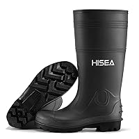 HISEA Men's Rain Boots, Waterproof Rubber Boots with Steel Shank, Seamless PVC Rainboots Outdoor Work Boots, Durable Slip Resistant Fishing Gardening Knee Boot for Agriculture and Industrial Working