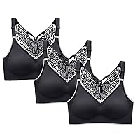 3 Piece Women Butterfly Back Crop Bra Soft Seamless Invisible Wire Fres Bralette Adjusted Strap Push Up Bras