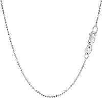 Jewelry Affairs 14k White Gold Diamond Cut Bead Chain Necklace, 1.2mm