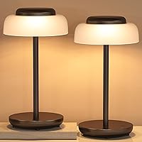 QiMH Battery Operated LED Table Lamp, 2 Pack 5000mAh Cordless Desk Lamp with 3 Level Brightness Touch Control, Mini Rechargeable Night Light for Living Room, Bedroom, Outdoor bar (Black)