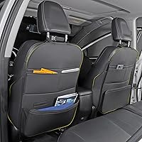Car Seat Back Protector,2 Pack Large Capacity Pocket Storage Organizer, Backseat Car Organizer,Back of Seat Protector for Kids Feet Car Seat (Black -2 pcs)