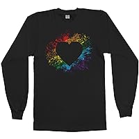 Threadrock Men's Rainbow Heart Long Sleeve T-Shirt