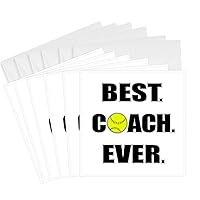 3dRose Softball Best Coach Ever - Greeting Cards, 6 x 6
