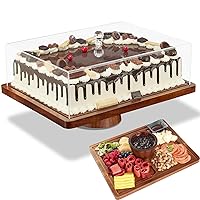 Cake Stand with Lid,2-in-1 Multifunctional Shatterproof Serving Platter and Cake Plate,Wood Cake Stands for Dessert Table,Cake Display Server Tray for Party/Veggie Tray/Fruit Bowl/Donut Plate