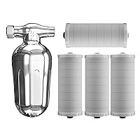 SparkPod New and Improved Ultra Shower Filter + 3 Extra Cartridge - 150 Stage Equivalent, Removes Up to 95% of Chlorine, Heavy Metals for Soft Hair & Skin (Chrome)