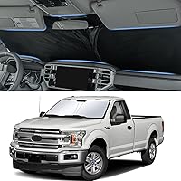 JDMCAR Foldable Windshield Sunshade Compatible with 2015 2016 2017 2018 2019 2020 Ford F150 (Lariat, King Ranch, Platinum, Limited Raptor), Car Interior Front Window Sunshade for Sun Heat Protection