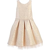 Flower Girl Dress Ornate Pleated Jacquard with Tulle Dress for Holy Communion