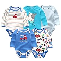 5-Pack Long-Sleeve Bodysuit Unisex Baby clothes set Cotton Infant Boys and Girls