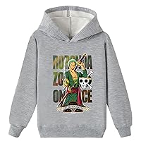 Kids One Piece Graphic Hooded Sweatshirts,Roronoa Zoro Hoodie Brushed Comfy Soft Tops for Boys