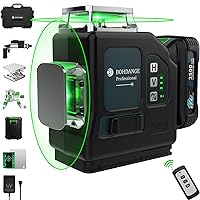 Laser Level,BOHDANGE 3x360 Laser Level Line Tool,3D Green Cross Line Laser Level with Self Leveling for Picture Hanging and Construction,Rechargeable Battery,Magnetic Rotating Stand Included