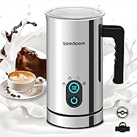 Milk Frother, Seedeem 4-in-1 Electric Milk Steamer, 10.2oz/300ml Automatic Warm and Cold Milk Foamer, Stainless Steel Milk Steamer for Latte, Cappuccinos, Hot Chocolate Milk