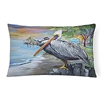 Caroline's Treasures JMK1021PW1216 Pelican View Canvas Fabric Decorative Pillow Machine Washable, Indoor Outdoor Decorative Pillow for Couch, Bed or Patio, 12HX16W