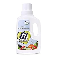 Fit Organic 32 Oz Soaker Produce Wash, Fruit and Vegetable Wash and Pesticide/Wax Remover, Pack of 3 Bottles