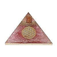 Large Orgone Pyramid | Rose Quartz Pyramid Crystal | Flower of Life Orgonite Pyramid | Organ Pyramids Positive Energy Healing