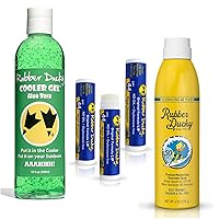 Rubber Ducky Ultimate Bundle: SPF 50 6oz Spray Sunscreen, SPF 44+ Lip Balm (Vanilla) & Cooler Gel Aloe Vera 10z