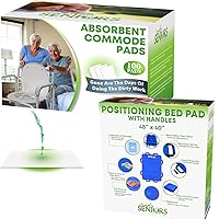 Absorbent Pads for Commode Liners & Positioning Bed Pad with Handles 48
