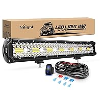 Nilight 20 Inch 420W LED Light Bar Triple Row Flood Spot Combo 42000LM Driving Boat Led Off Road Lights with 12V On/Off 5 Pin Rocker Switch 16AWG Wiring Harness Kit, 2 Years Warranty