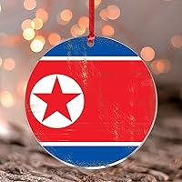 Christmas Ornaments 2022 North Korea Acrylic Hanging Ornaments Flag Heroes Series Christmas Bauble State Flag Travel Keepsake Collectible Gift Tree Decoration Stocking Name Tag Transparent Ornament