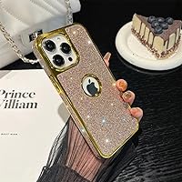 Shining Glitter Logo View Case for iPhone 15 14 13 12 11 Pro Max, Sparkle Slim Pretty Cute Electroplate Bling Cover for Women Girls Cases (for iPhone 11 Pro Max,Gold)