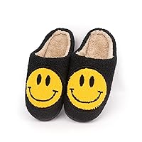 Smiley Face Slippers Smiley Slippers for Women Indoor and Outdoor Smiley Face Slippers for Women House Shoes Soft Slippers for Women and Men (black,9)