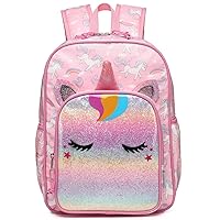 VASCHY Toddler Kids backpacks, Cute Lightweight Water Resistant Preschool Kindergarten Backpack Girls Glittery Unicorn