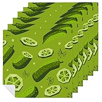 Pickles and Dill Cucumber Cloth Dinner Napkins with Design Print Tablecloth Everyday Use