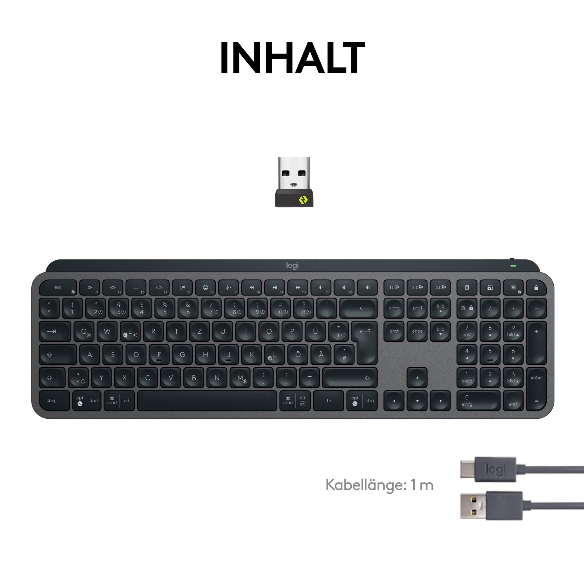 Logitech MX Keys S kabellose Tastatur, Low Profile, Precise Quiet Typing, Programmable Keys, Backlighting, Bluetooth, Rechargeable, für Windows PC/Linux/Chrome/Mac - Graphit, Deutsches QWERTZ-Layout