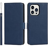Case for iPhone 13/13 Mini/13 Pro/13 Pro Max, Flip Genuine Leather Wallet Case with Card Slot and Shockproof Kickstand Magnetic Closure (Color : Blue, Size : 13pro max 6.7