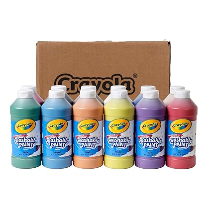 Crayola Washable Paint, 12 Count, Kids Non Toxic Paint Set, School Supplies, Assorted Colors, 16 Oz