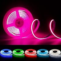 RGB COB Led Strip Lights 16.8ft, Not Included Controller & Adapte, 24V Ultra Bright 4200LEDs Flexible Led Light Strips, Color Changing Lights for Bedroom, Party, Indoor Home Decoration, UL Listed