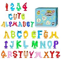 Suction Toys Kids Bath Toy for Toddler Aged 3, 30PCS Animal Alphabet Number Sucker Toy, Montessori Sensory Toy Gift for Kids Aged 4-8, Educational Spelling Fidget Toys for Autism/ADD/ADHD